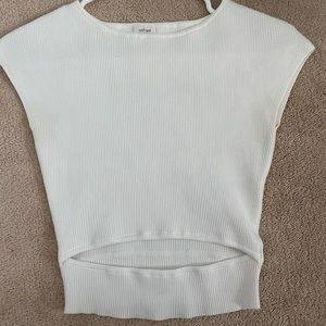 Wilfred- Cropped t shirt with slit size small